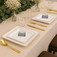*BUY BULK* The Edge Collection Elegant Transparent White with Gold Rim Square Dinner Tableware COMBO Set