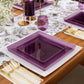 The Edge Collection 7.75" Transparent Purple with Gold Rim Square Plastic Plates