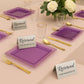 *BUY BULK* The Edge Collection Elegant Transparent Purple with Gold Rim Square Dinner Tableware COMBO Set