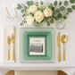 *BUY BULK* The Edge Collection Elegant Transparent Green with Gold Rim Square Dinner Tableware COMBO Set