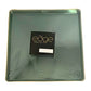 The Edge Collection 10.75" Transparent Green with Gold Rim Square Plastic Dinner Plates