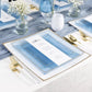 The Edge Collection 7.75" Transparent Blue with Gold Rim Square Plastic Plates