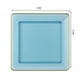 *BUY BULK* The Edge Collection Elegant Transparent Blue with Gold Rim Square Dinner Tableware COMBO Set