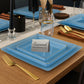 *BUY BULK* The Edge Collection Elegant Transparent Blue with Gold Rim Square Dinner Tableware COMBO Set