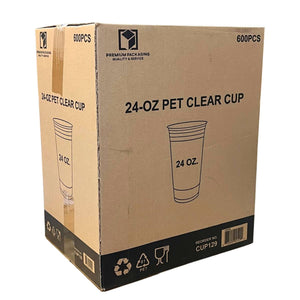 *WHOLESALE* 24oz Disposable Plastic Clear PET Cups | 600 ct/Case