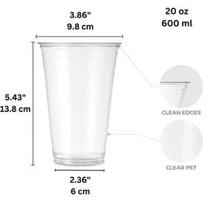 *WHOLESALE* 20oz Disposable Plastic Clear PET Cups | 600 ct/Case