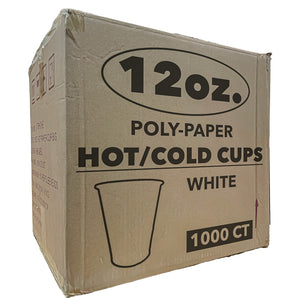 *WHOLESALE* 12 oz. - Disposable - White - Hot/Cold Cups | 1000 ct.