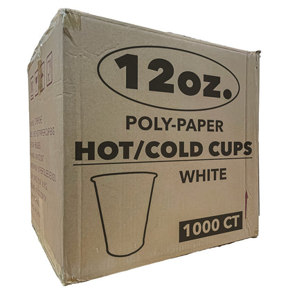 *WHOLESALE* 12 oz. - Disposable - White - Hot/Cold Cups | 1000 ct.