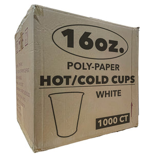 *WHOLESALE* 16 oz. - Disposable - White - Hot/Cold Cups | 1000 ct.