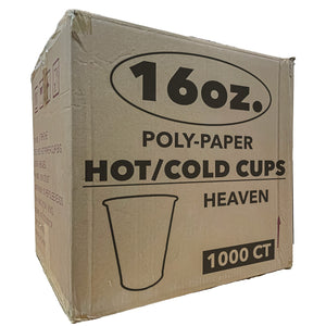 *WHOLESALE* 16 oz. - Disposable - Heaven - Hot/Cold Poly Papers Cups | 1000 ct.