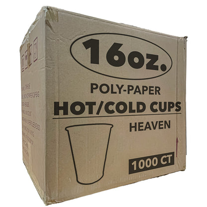 *WHOLESALE* 16 oz. - Disposable - Heaven - Hot/Cold Poly Papers Cups | 1000 ct.