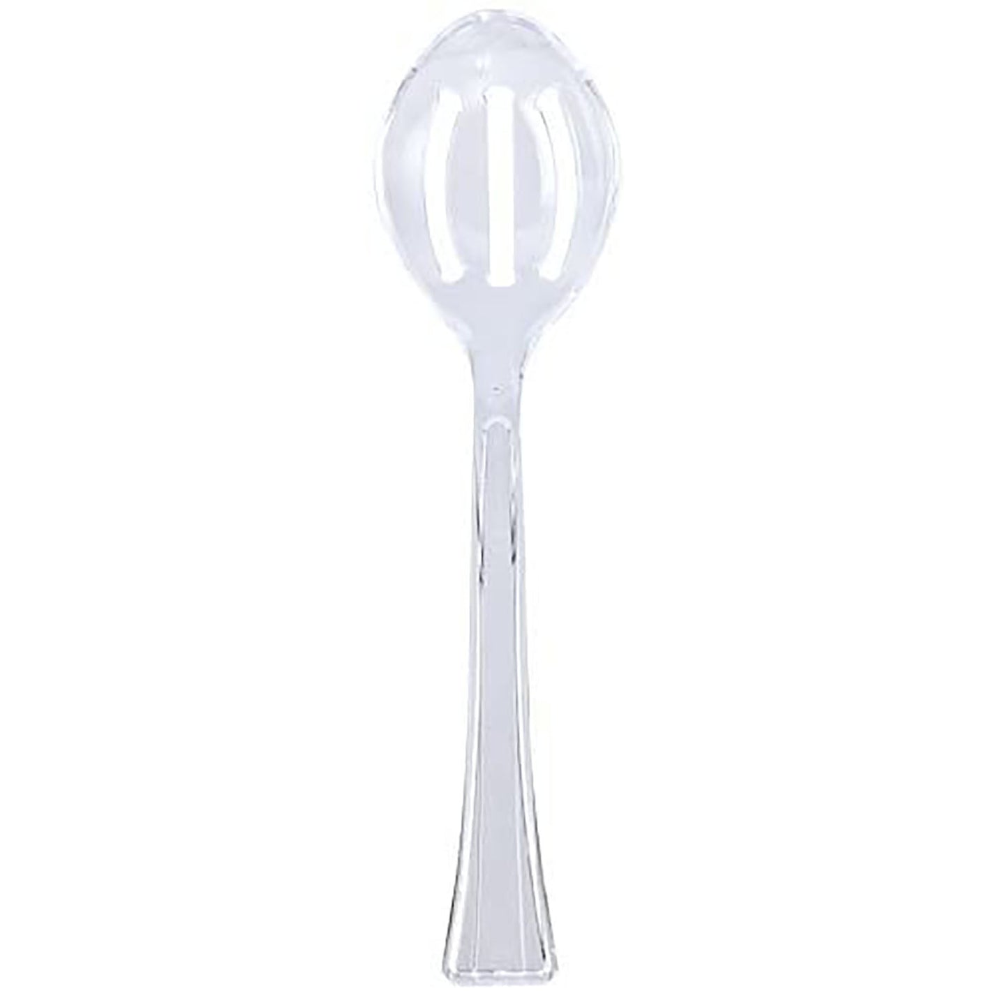 Clear Heavyweight Plastic Slotted Salad Serving Spoon 12"