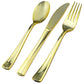 *BUY BULK* Gold Stroke Black s Disposable Plastic Dinner Tableware COMBO Set