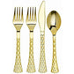 *BUY BULK* Antique Gold Floral s Disposable Plastic Dinner Tableware COMBO Set