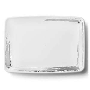 Whisk Collection 8" x 11" White Rectangle Serving Plastic Tray Silver Accent