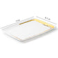 Whisk Collection  8" x 11" White Rectangle Serving Plastic Tray Gold Accent