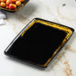 Whisk Collection 8" x 11" Black Rectangle Serving Plastic Tray Gold Accent