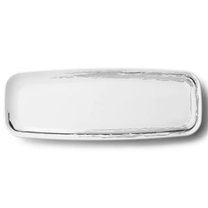 Whisk Collection  6.5" x 17.5" Plastic White Oval Serving Plastic Tray Silver Accent