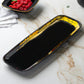 Whisk Collection 6.5" x 17.5" Black Oval Serving Plastic Tray Gold Accent