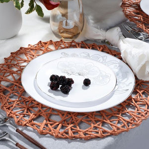 *BUY BULK* Orchid Collection Elegant  White & Silver Disposable Plastic Dinner Tableware COMBO Set
