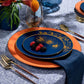 *BUY BULK* Orchid Collection Royal Blue & Gold Disposable Plastic Dinner Tableware COMBO Set