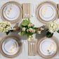 *BUY BULK* Orchid Collection White & Gold Disposable Plastic Dinner Tableware COMBO Set