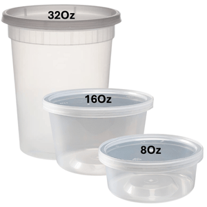 72 Pcs-Economical COMBO Pack of Heavy Weight Deli Containers 8oz-16oz-32oz. 24pcs each