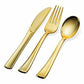 *BUY BULK* PEBBLED Collections Gold Disposable Plastic Dinner Tableware COMBO Set