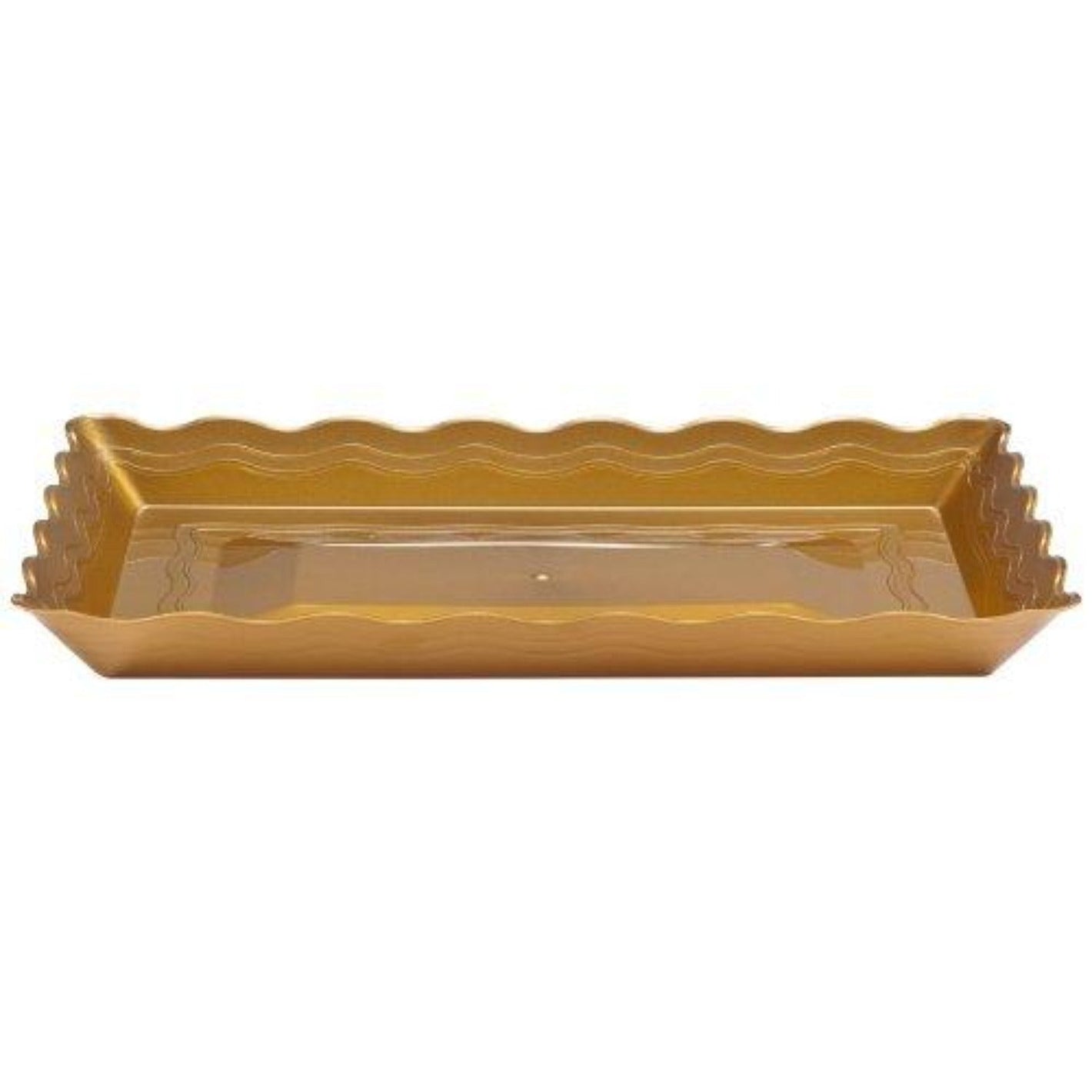 12" x 18" Gold Plastic Rectangular Serving Tray – Stylish, Durable, Disposable