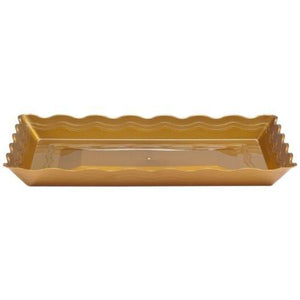 12" x 18" Gold Plastic Rectangular Serving Tray – Stylish, Durable, Disposable