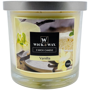 Vanilla Scented Jar Candle (3Wick) 14oz
