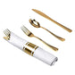 *BULK* Pre-Rolled set Cutlery Combo Spoon, Knife, Forks and Napkin Polished Gold