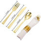 *BULK* Pre-Rolled set Cutlery Combo Spoon, Knife, Forks and Napkin Polished Gold