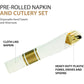 *BULK* Pre-Rolled set Cutlery Combo Spoon, Knife, Forks and Napkin Polished Gold