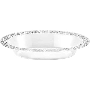 Lillian Tablesetting Pebbled Plastic Oval Serving Bowl Clear 15 oz