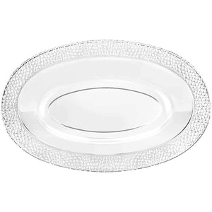 Lillian Tablesetting Pebbled Plastic Oval Serving Bowl Clear 15 oz