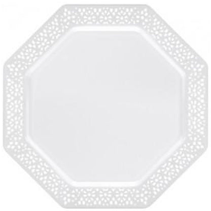 Lillian Tablesettings Lacetagon Plastic Plate Pearl 11"