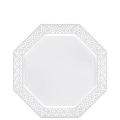 Lillian Tablesettings Lacetagon Plastic Plate Pearl 7.25"
