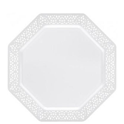 Lillian Tablesettings Lacetagon Plastic Plate Pearl 9.25"