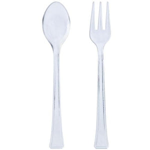 Mini Plastic Spoons/Forks Clear Combo 4.5 inch