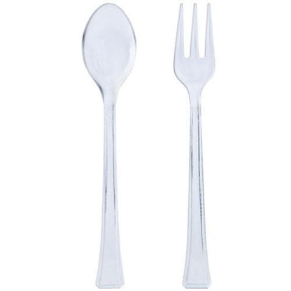 Mini Plastic Spoons/Forks Clear Combo 4.5 inch