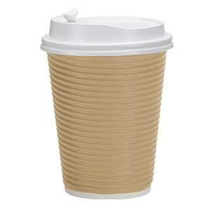 Paper Cup Tan Hot Cold with lid 12 oz