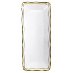 Aristocrat Collection 13.75"x6" White & Gold Narrow Serving Trays Serverware Decorline 2 Pieces