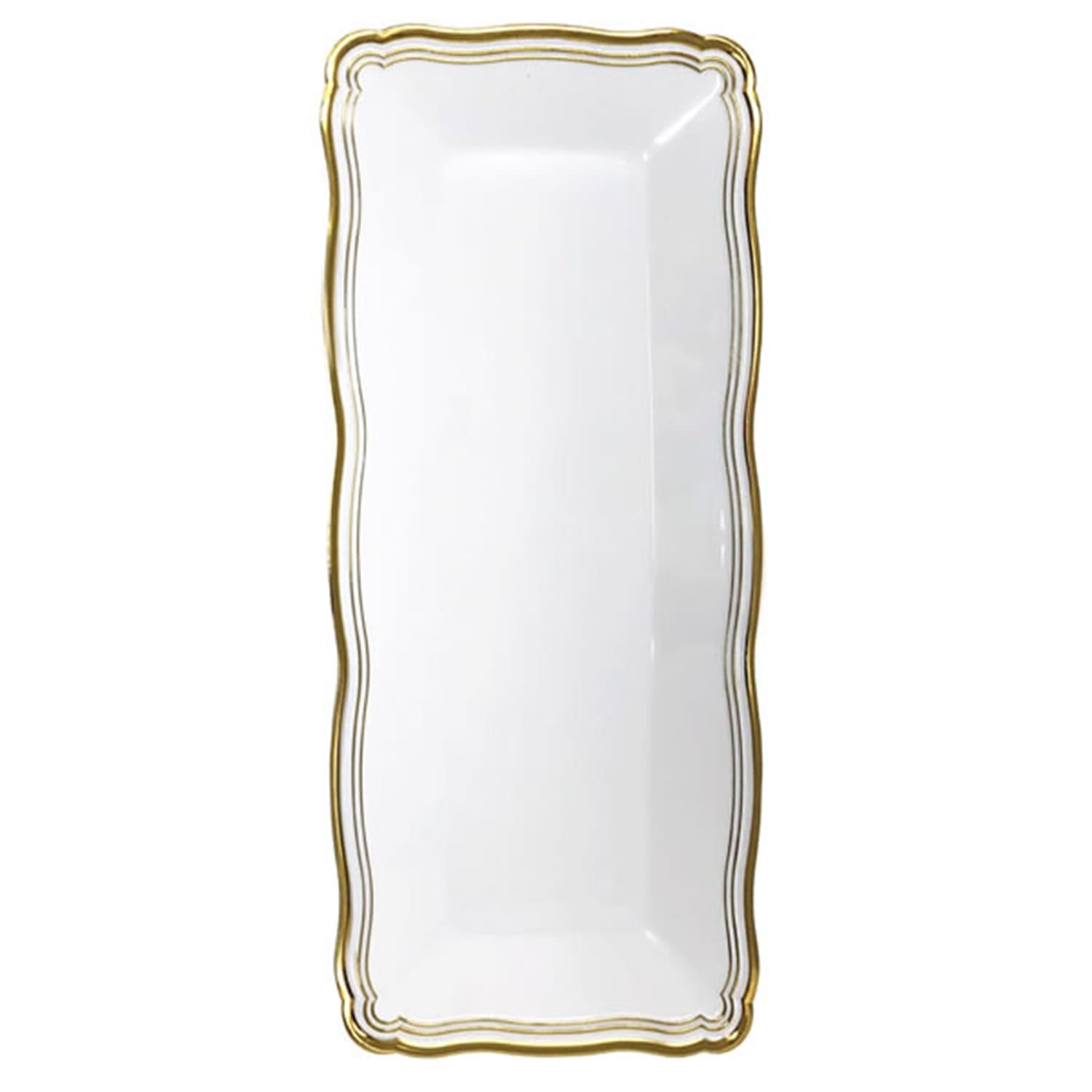 Aristocrat Collection 13.75"x6" White & Gold Narrow Serving Trays Serverware Decorline 2 Pieces