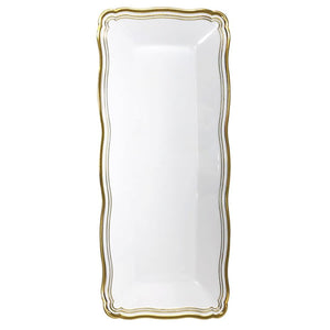 Aristocrat Collection 13.75"x6" White & Gold Narrow Serving Trays Serverware Decorline 2 Pieces