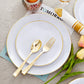 *BUY BULK* Organic Collection  White & Gold Rim Disposable Plastic Dinner Tableware COMBO Set