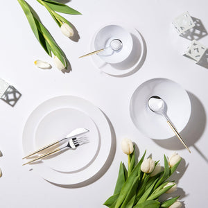 *BUY BULK* Organic Collection White Dinner Disposable Plastic Dinner Tableware COMBO Set