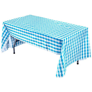 Tablecover Plastic Blue Gingham Rectangular 54'' X 108''