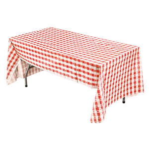 Tablecover Plastic Red Gingham Rectangular 54'' X 108''