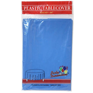 TableCloth Plastic Disposable Round Medium Blue 84''